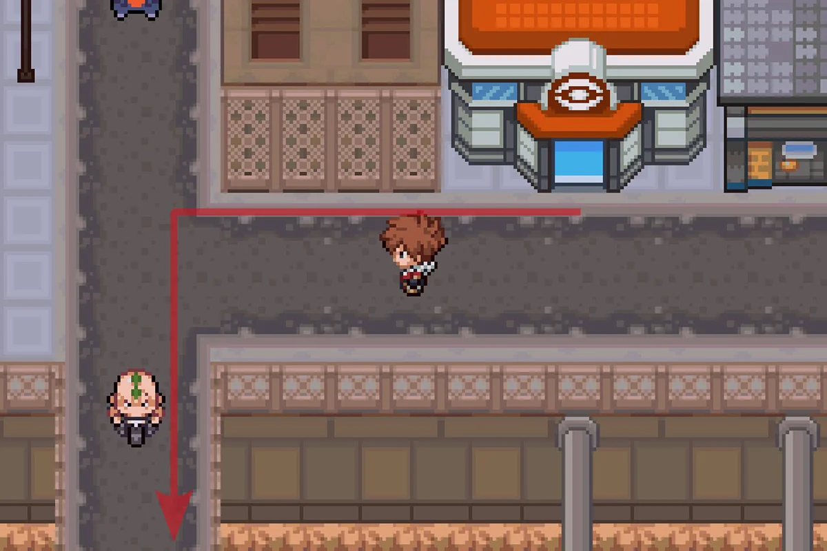 안티시스시티에서 남쪽으로 이어지는 길을 따라가는 모습. / Pokémon Unbound