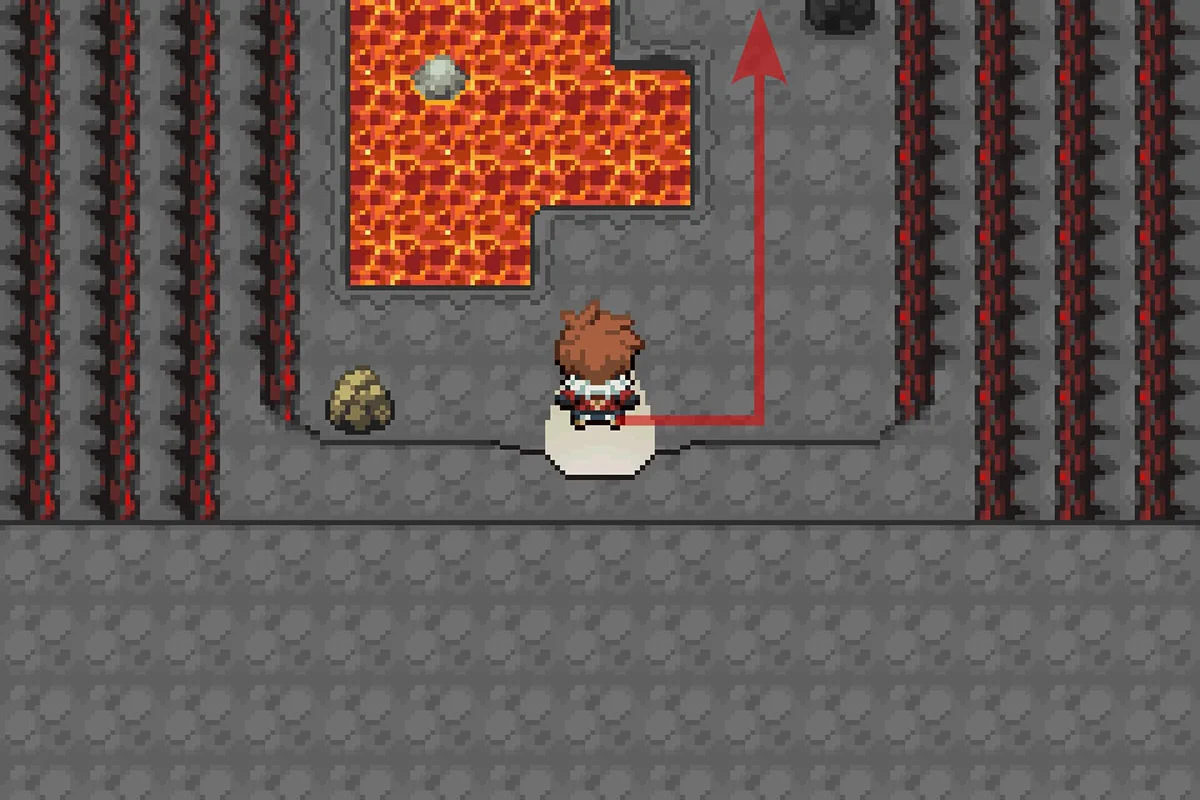 Going North from the Cinder Volcano entrance. / Pokémon Unbound