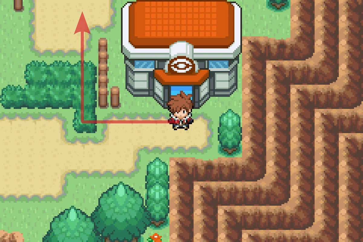 18번 도로 포켓몬 센터 밖에 서 있는 모습. / Pokémon Unbound