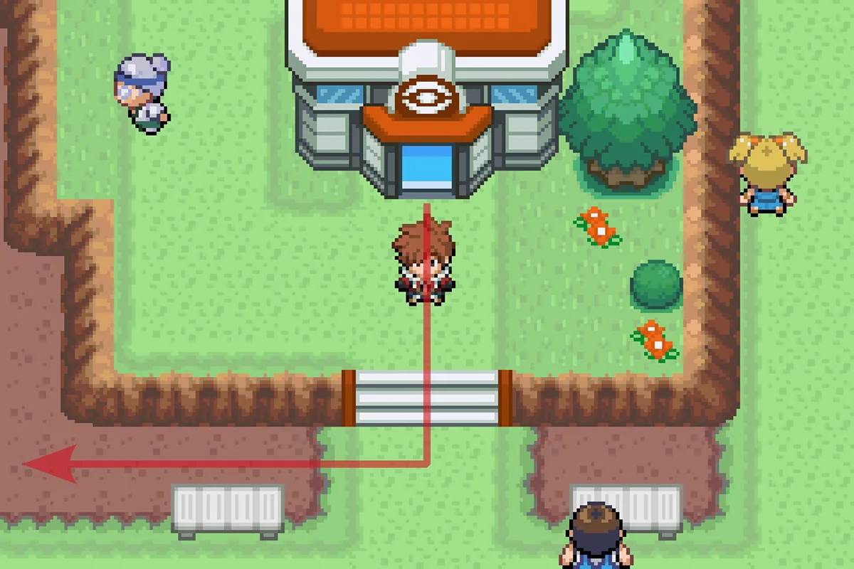 Standing outside of the Tarmigan Town Pokémon Center. / Pokémon Unbound
