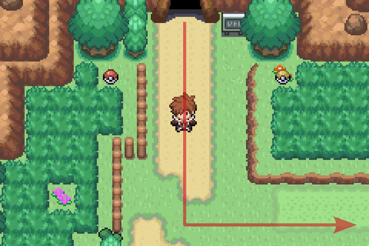 프로스트 마운틴 입구 동쪽에 있는 절벽 주위를 걷는 모습. / Pokémon Unbound