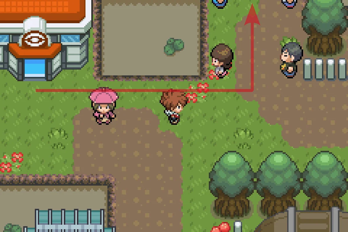 포켓몬센터 동쪽으로 걷는 모습. / Pokémon Unbound