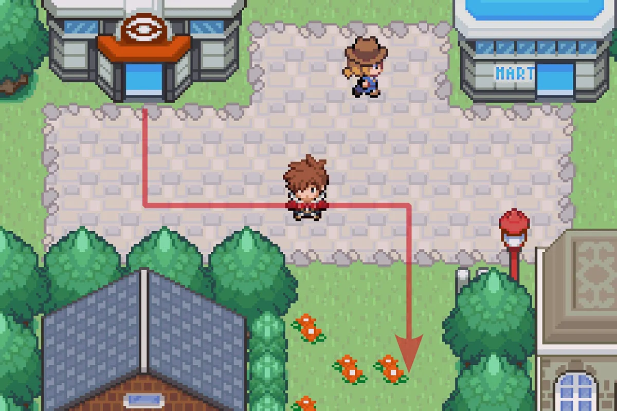 시포트시티 포켓몬센터에서 남쪽으로 걷는 모습. / Pokémon Unbound