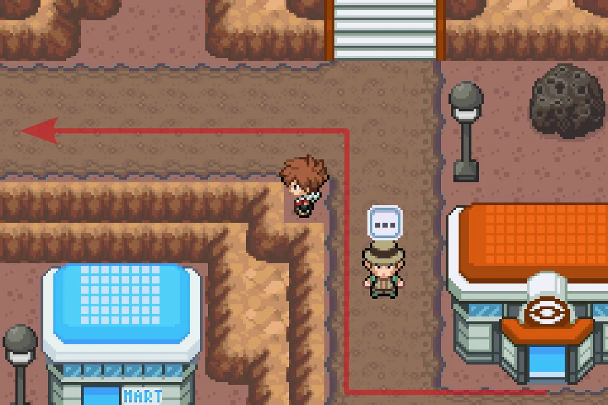 크레이터 타운 계단 쪽으로 걸어가는 모습 / 포켓몬 언바운드