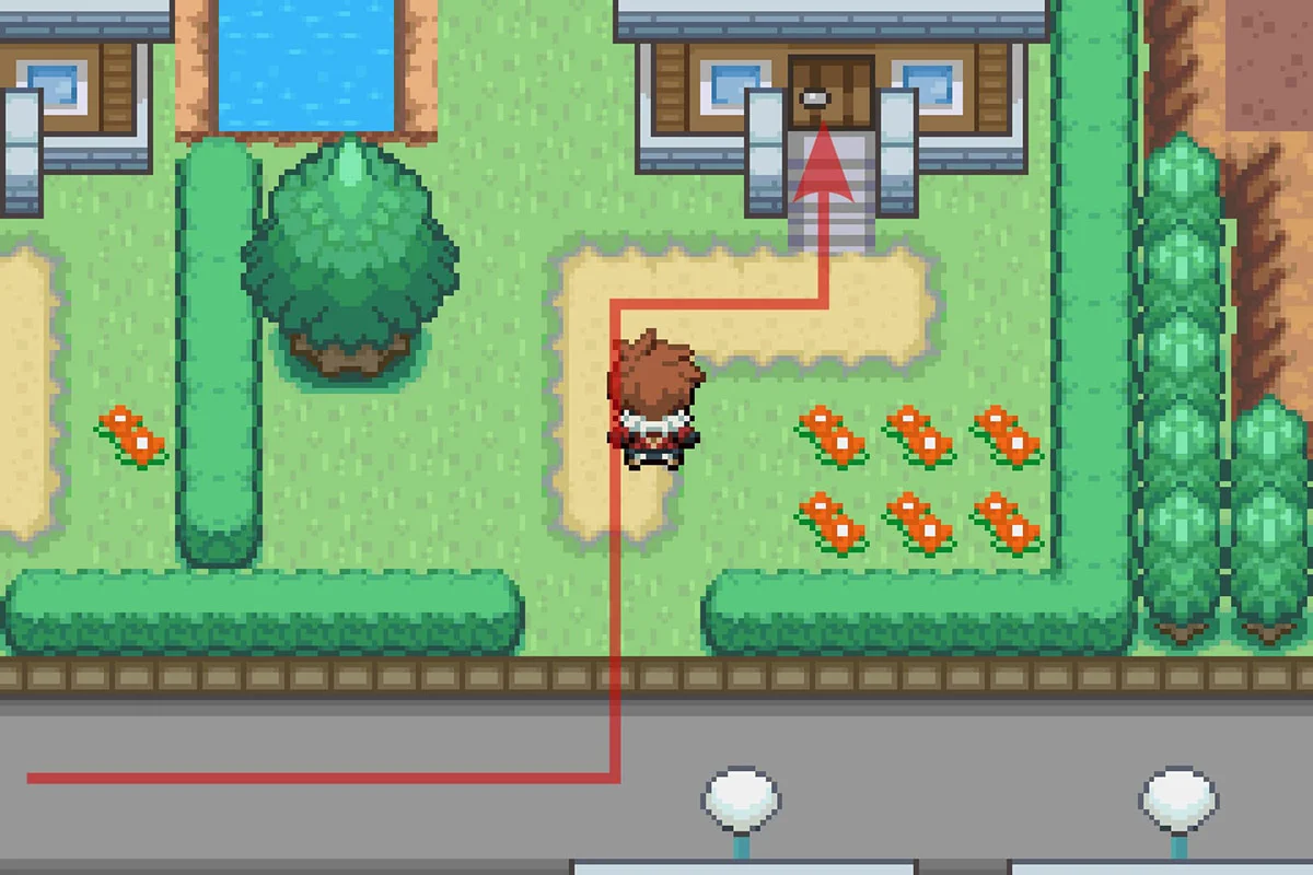 Entering the house to the far East of Fallshore City. / Pokémon Unbound