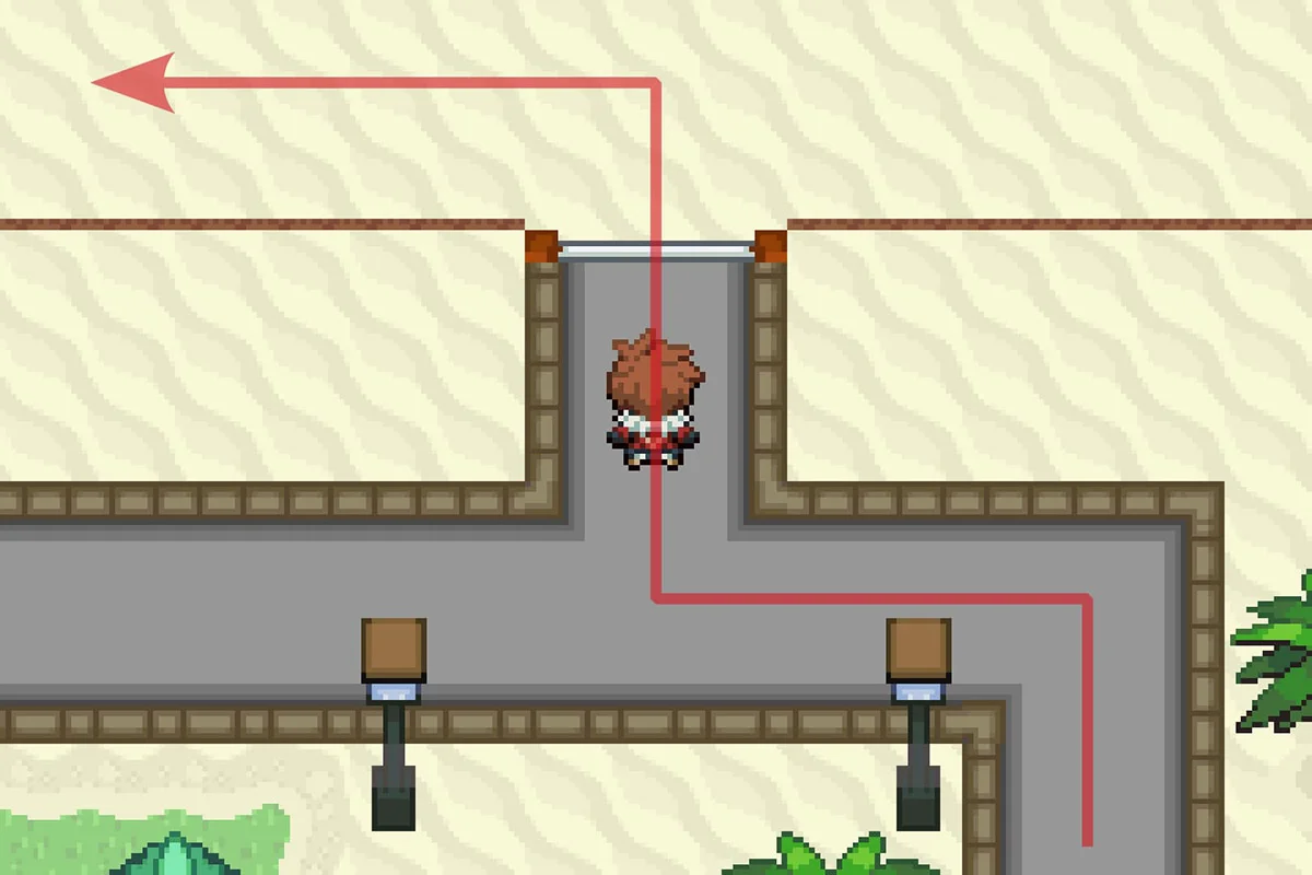 데하라 해변 도착 후 서쪽으로 이동. / Pokémon Unbound