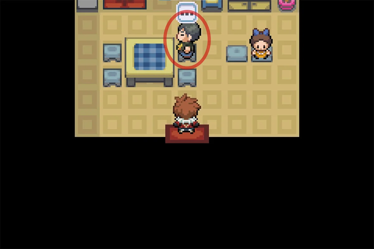 집 안에 있는 남자와 대화하는 모습. / Pokémon Unbound