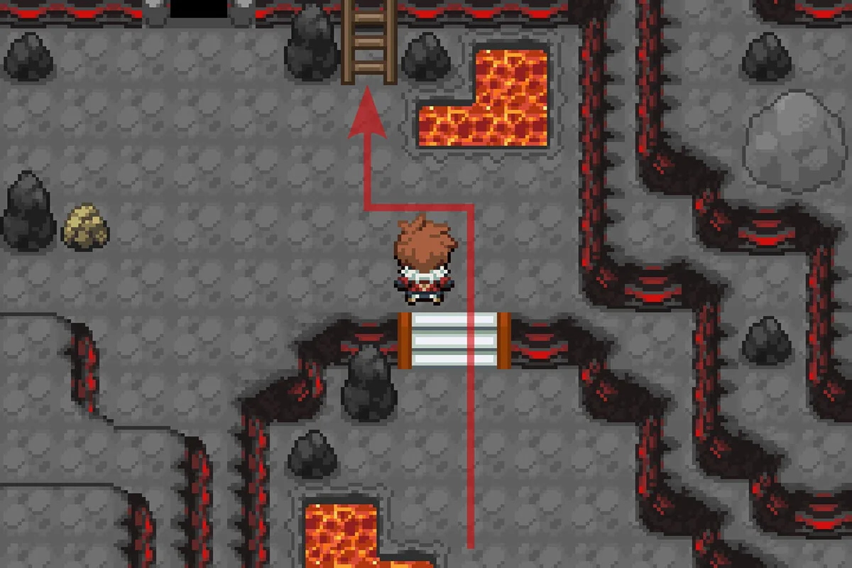 Taking the ladder up to the second floor. / Pokémon Unbound