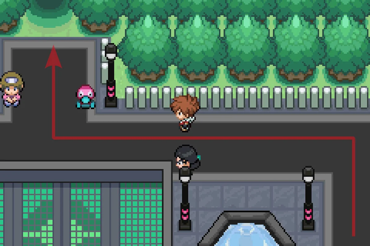 레드우드 숲으로 이어지는 북쪽 길을 따라가는 모습. / Pokémon Unbound