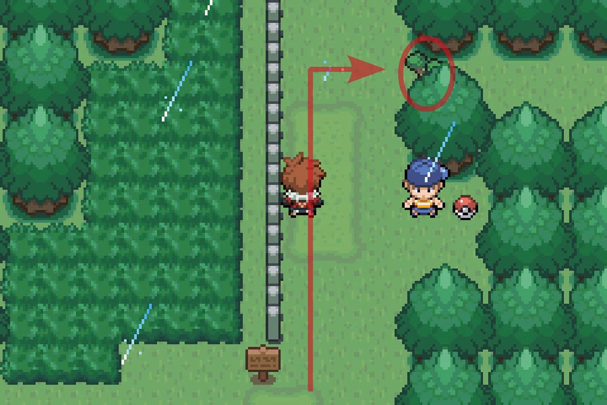 The tree blocking the path to Bullet Seed. / Pokémon Unbound