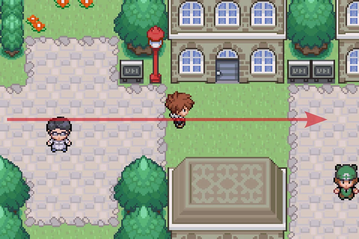 동쪽으로 꺾어 시장 쪽으로 걷는 모습. / Pokémon Unbound