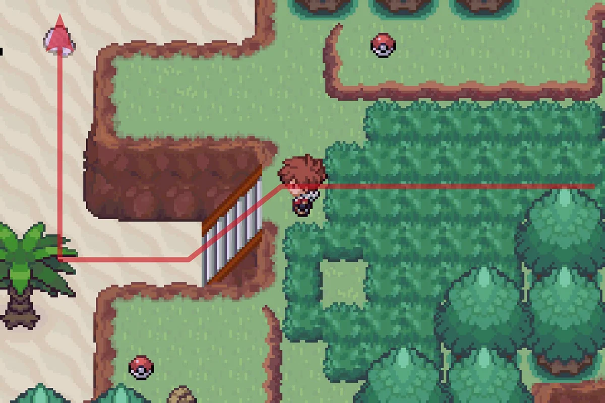 해변으로 내려가 북쪽으로 가는 모습. / Pokémon Unbound