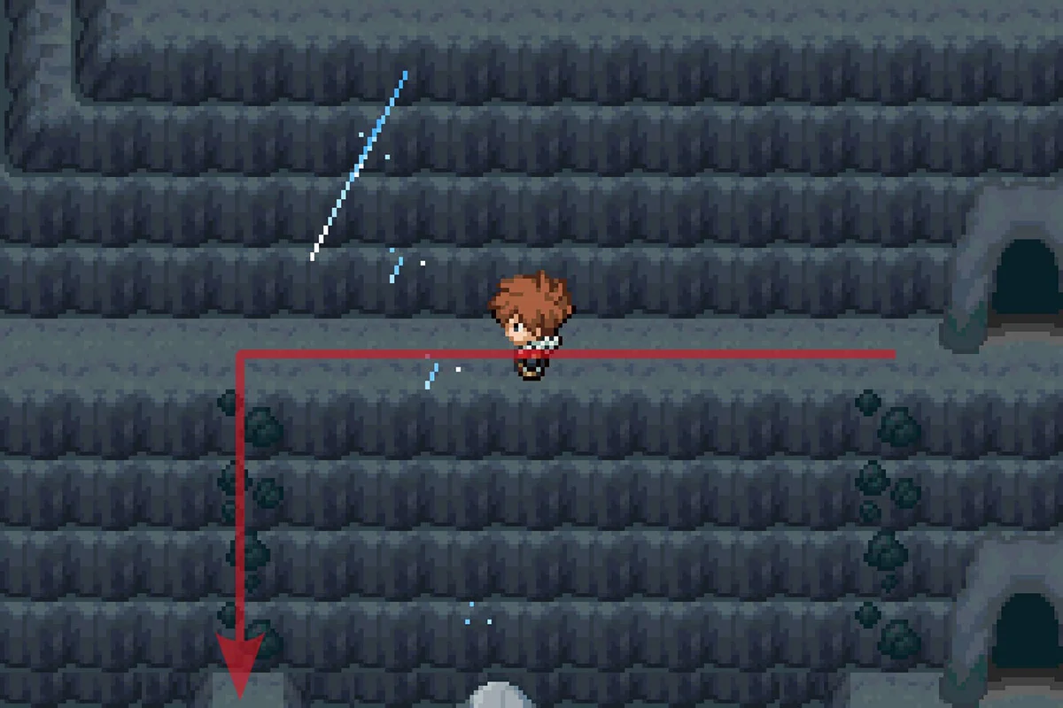 서쪽으로 가서 락클라임으로 내려가는 모습. / Pokémon Unbound