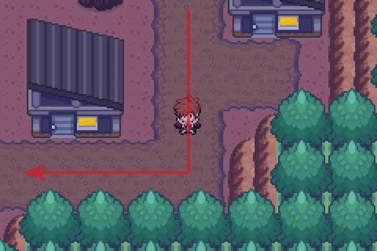 남쪽 길이 끝났을 때 서쪽으로 걷는 모습. / Pokémon Unbound