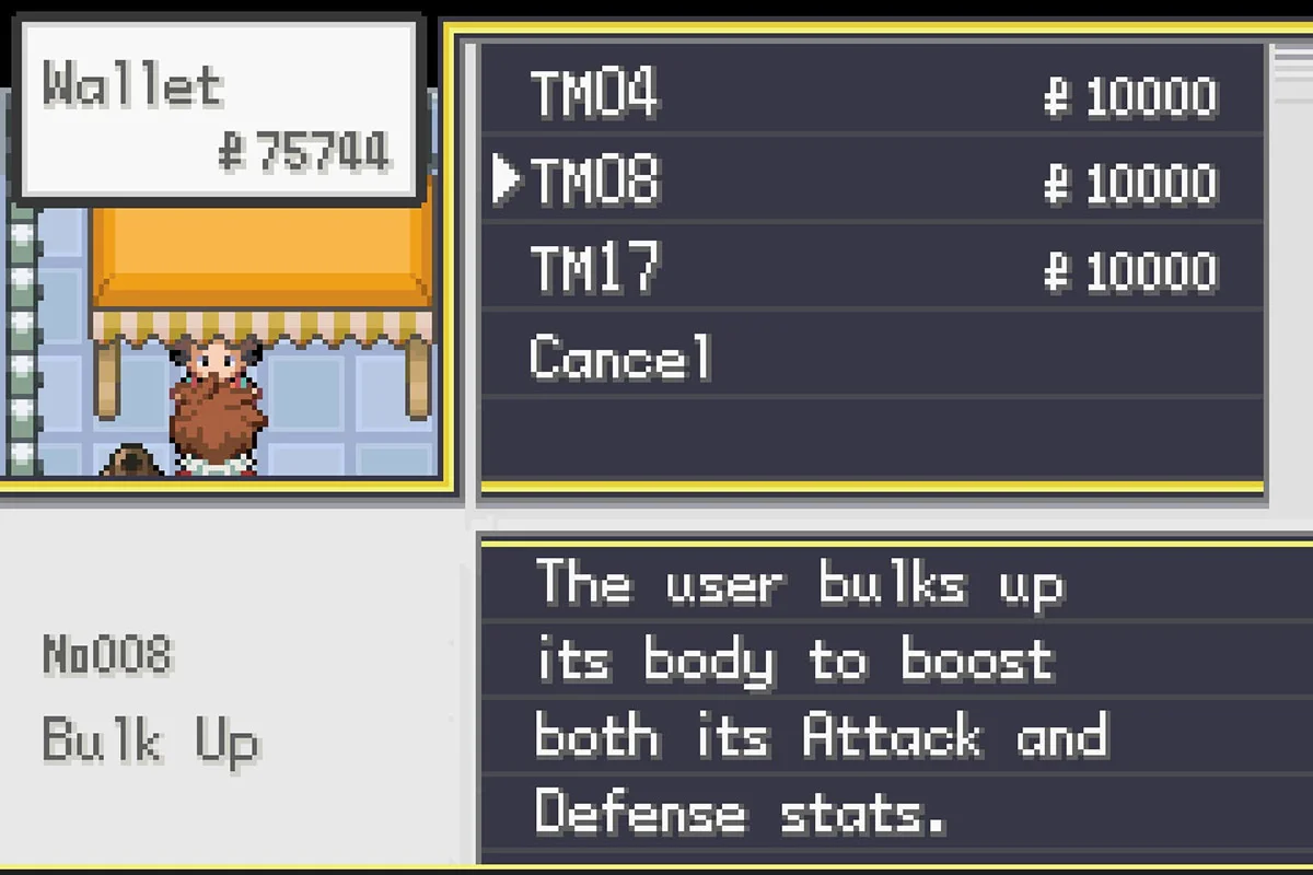 Buying TM017 Protect. / Pokémon Unbound