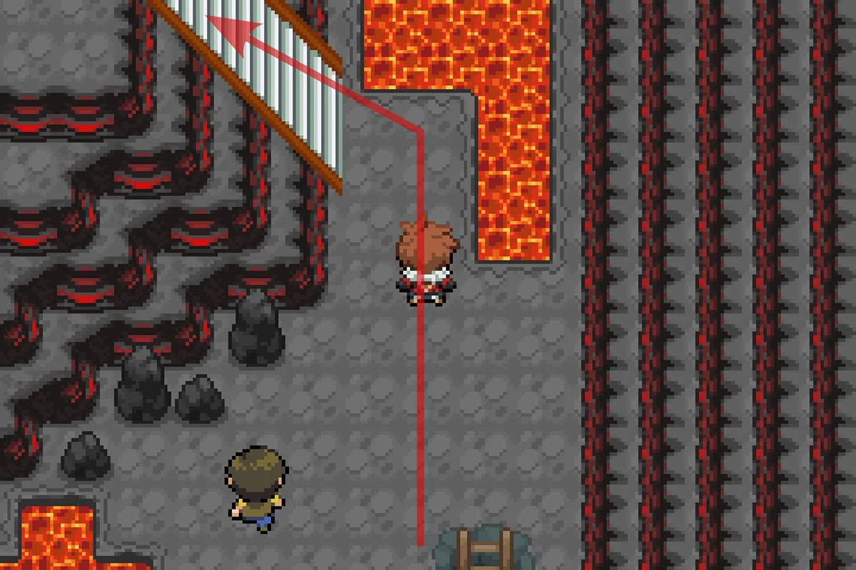 Following the path up the West stairs. / Pokémon Unbound