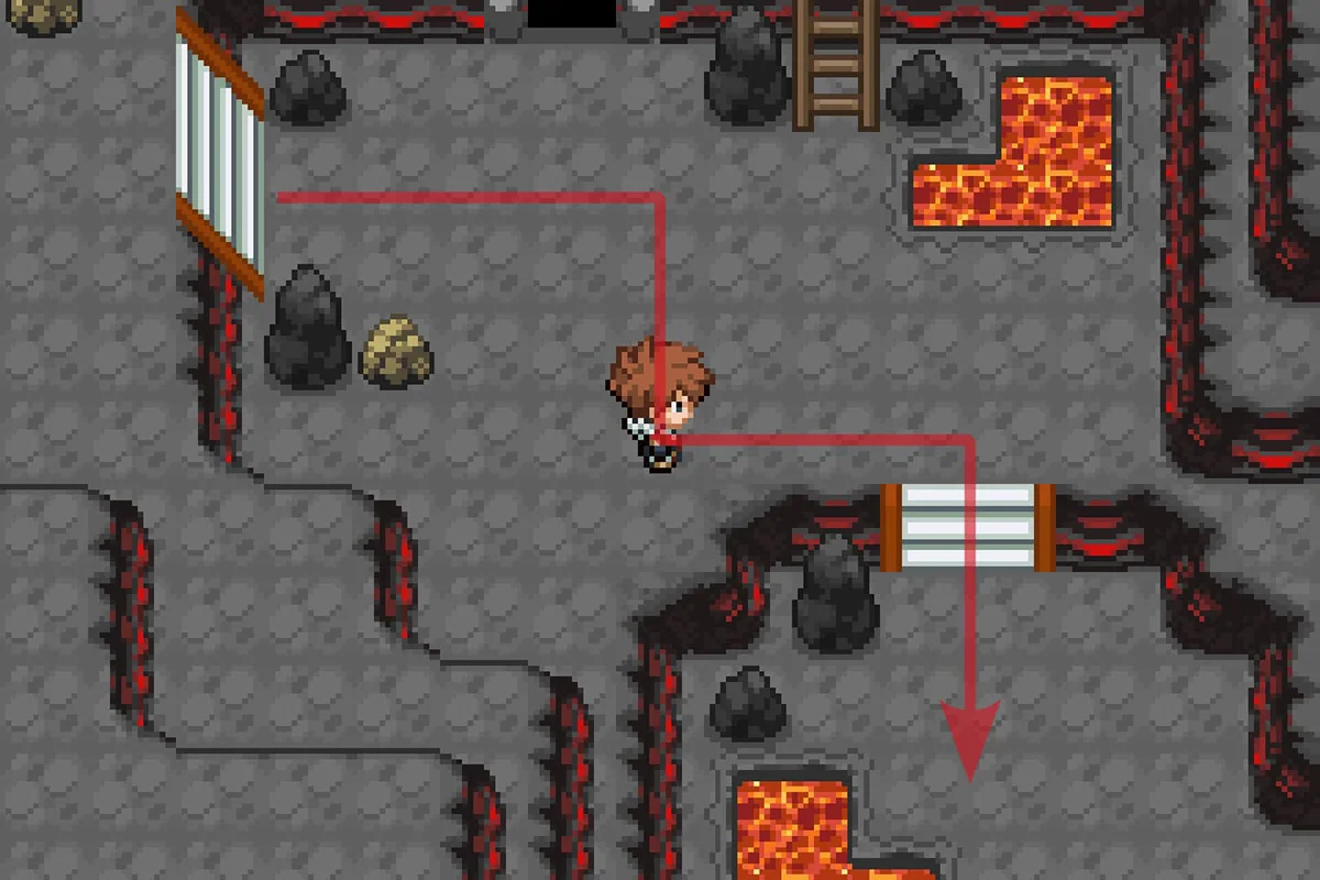 남쪽으로 계단을 내려가는 모습. / Pokémon Unbound