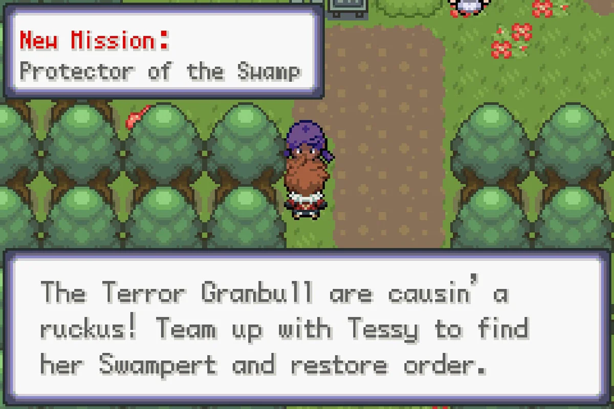 “늪지의 수호자” 미션 설명. / Pokémon Unbound