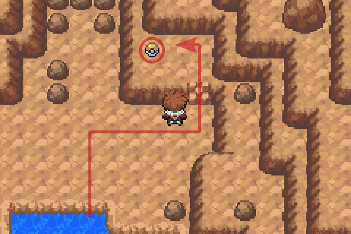 락클라임을 사용하여 스카이드롭 기술머신을 얻는 모습. / Pokémon Unbound