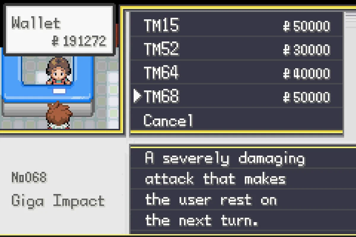 기술머신 기가임팩트 구입 / 포켓몬 언바운드