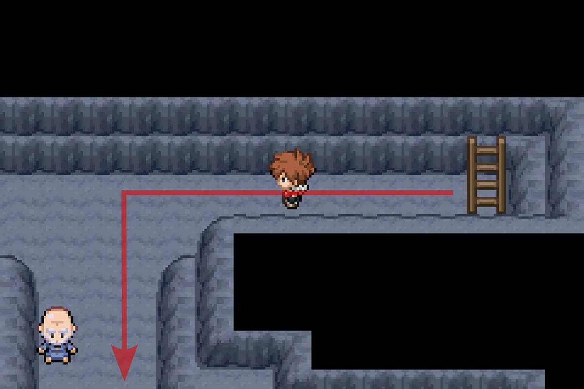 동굴을 따라 남쪽으로 가는 모습. / Pokémon Unbound