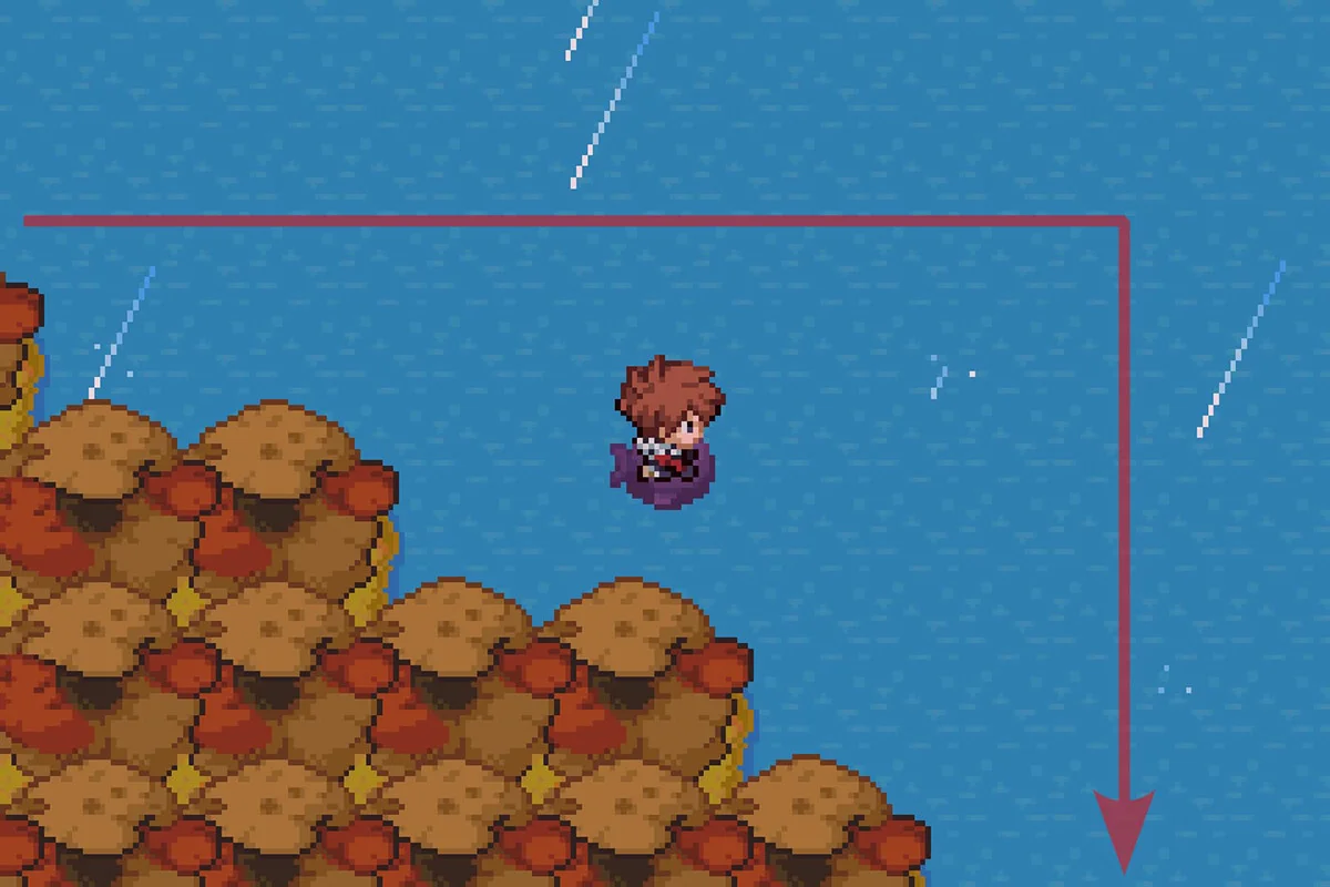 섬의 가장자리를 따라 남쪽으로 이동. / Pokémon Unbound