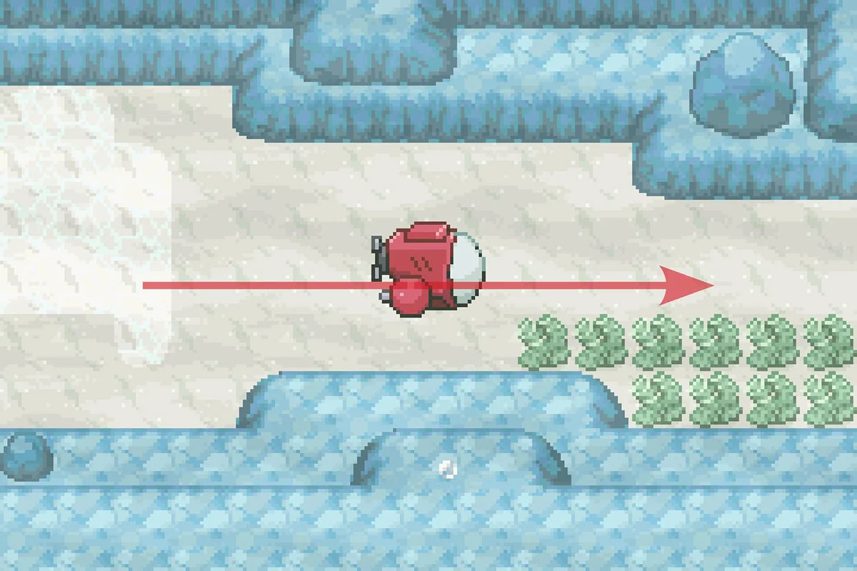 수중으로 다이빙한 후 동쪽으로 가는 모습. / Pokémon Unbound