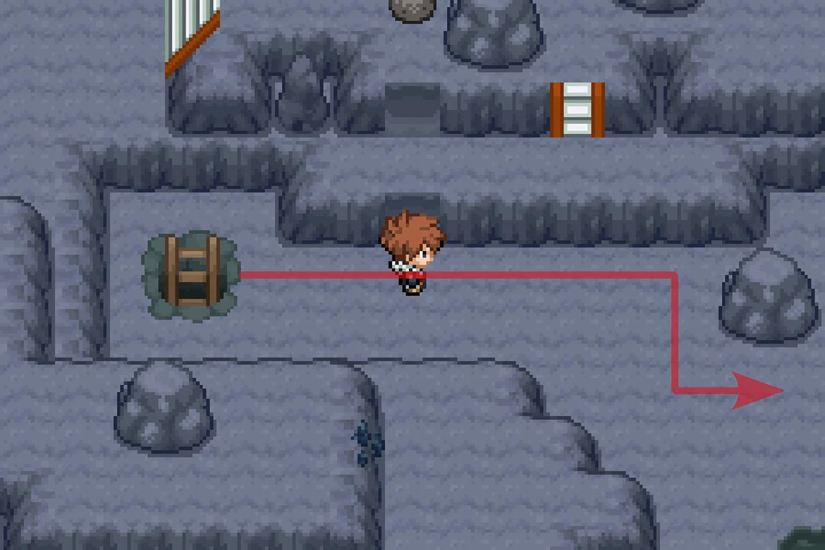 사다리를 탄 후 동쪽으로 이동 / 포켓몬 언바운드