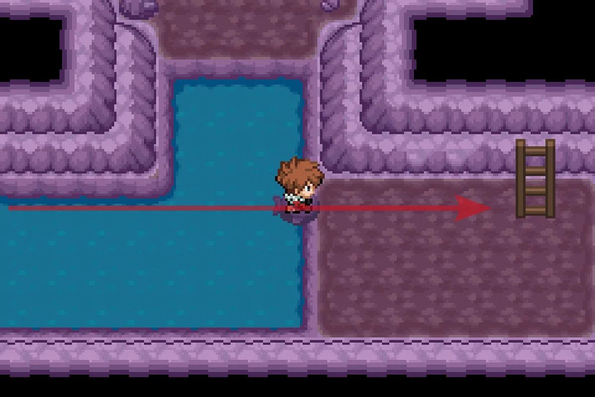 Going to the dungeon’s 1F using a ladder to the East. / Pokémon Unbound