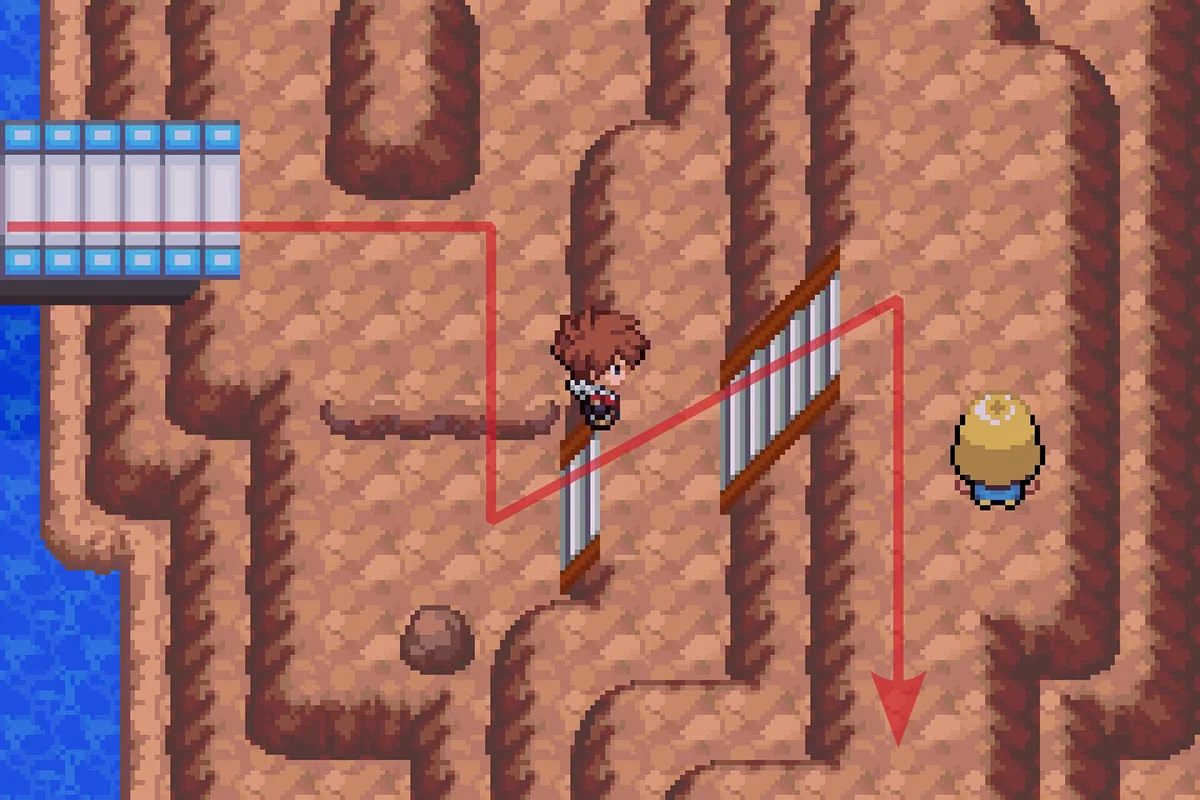 Hopping from the ledge and continuing South. / Pokémon Unbound