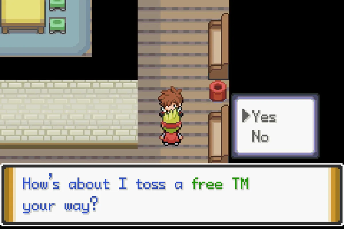 “예”라고 답하고 오로라베일 기술머신을 얻는 모습. / Pokémon Unbound