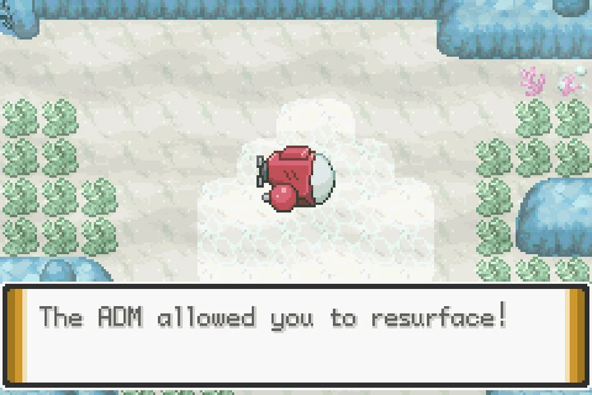 길이 이어지는 첫 번째 공간에서 물 위로 올라오기. / Pokémon Unbound