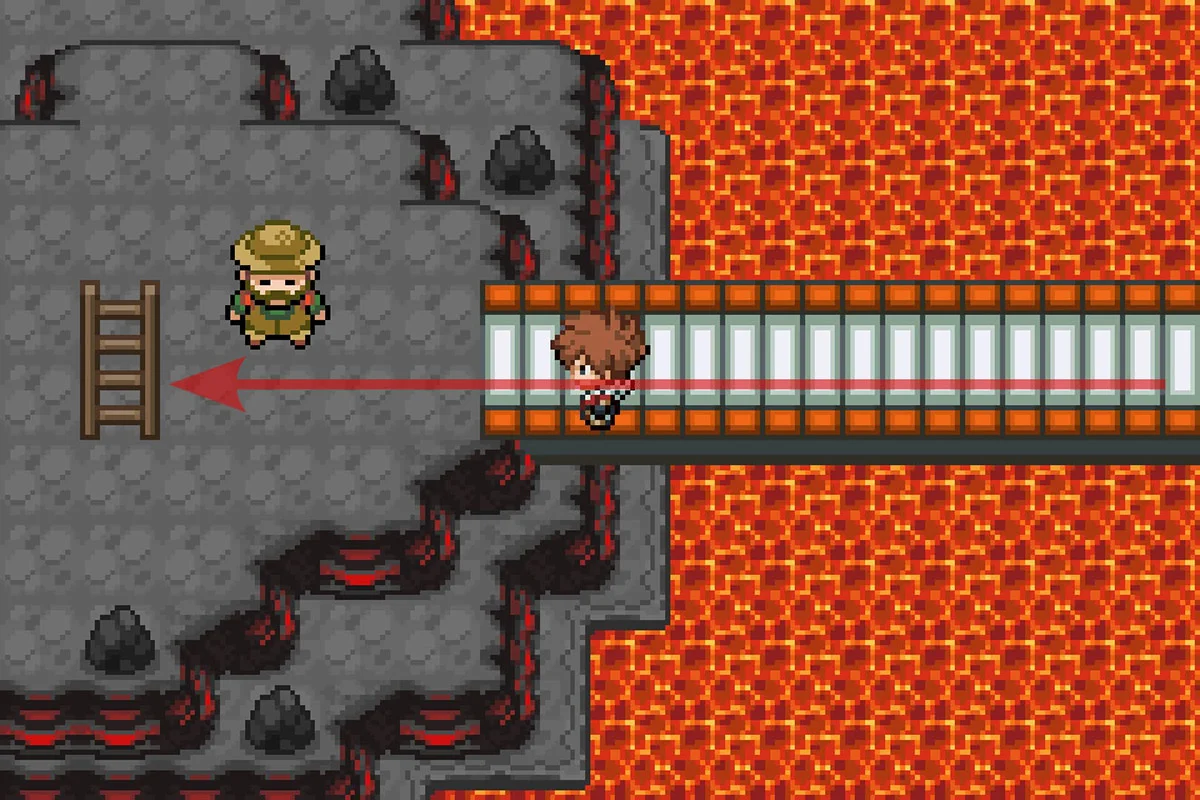 Taking the ladder up to the third floor. / Pokémon Unbound