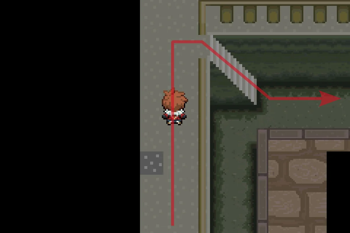 Taking the stairs to go to the lower level. / Pokémon Unbound