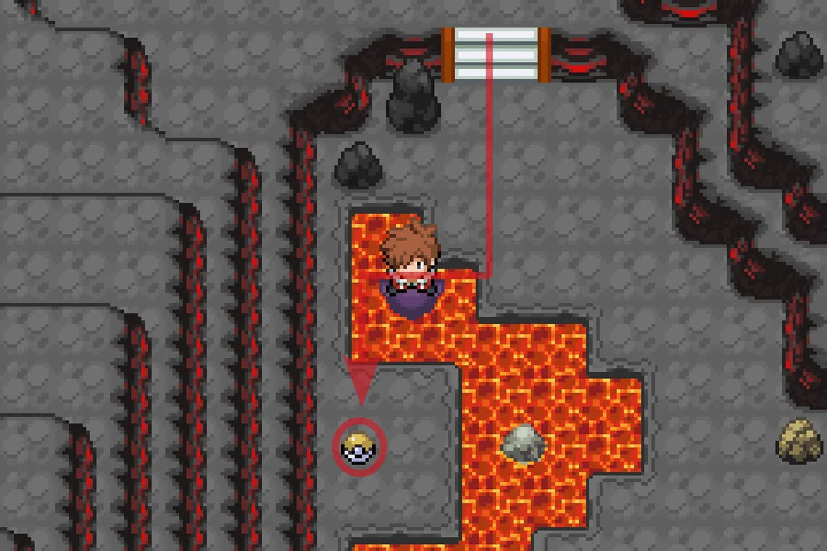 용암으로 둘러싸인 화염방사 TM. / Pokémon Unbound