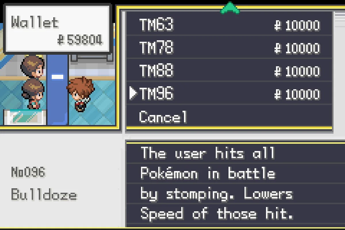 10,000 원로 땅고르기를 구매하는 모습. / Pokémon Unbound