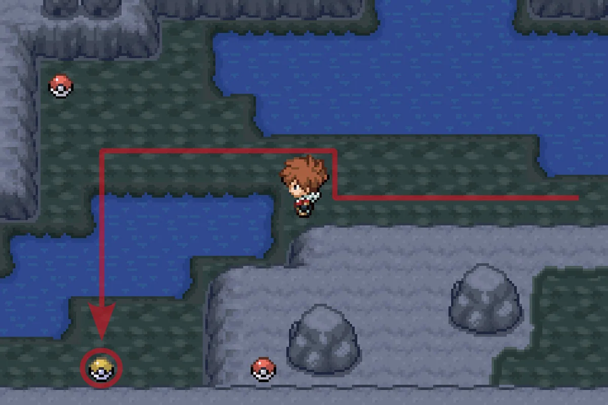 물로 막혀 있는 10만볼트 기술머신 발견. / Pokémon Unbound