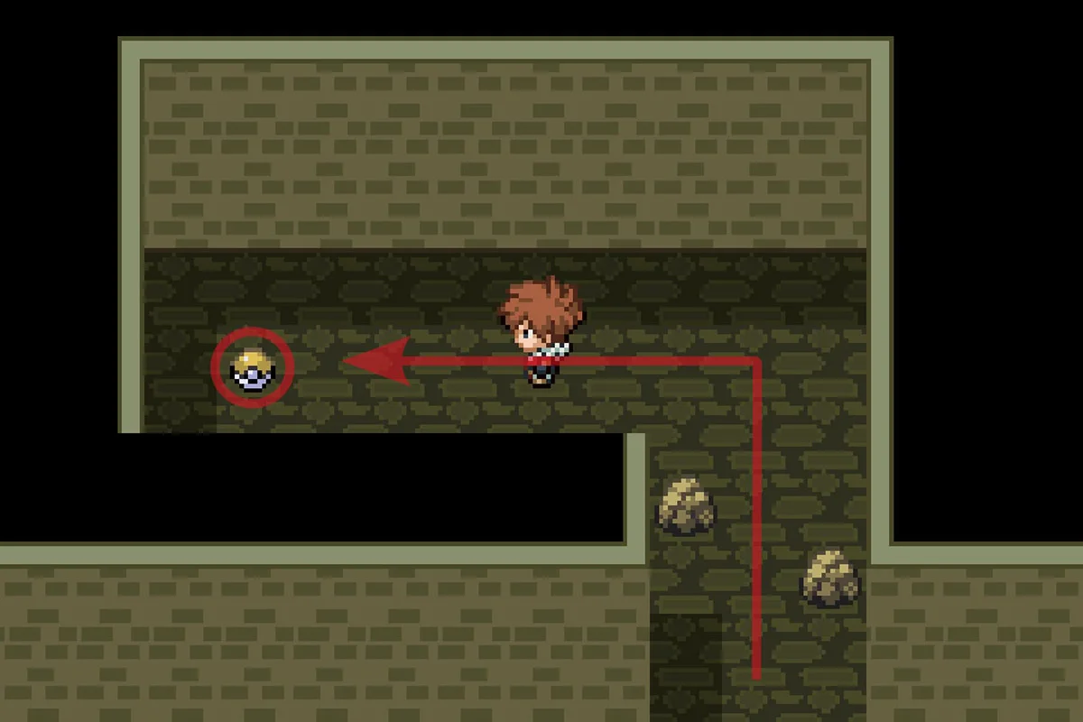 경로 끝에서 깨트리다 (Brick Break) TM을 찾는 모습. / Pokémon Unbound