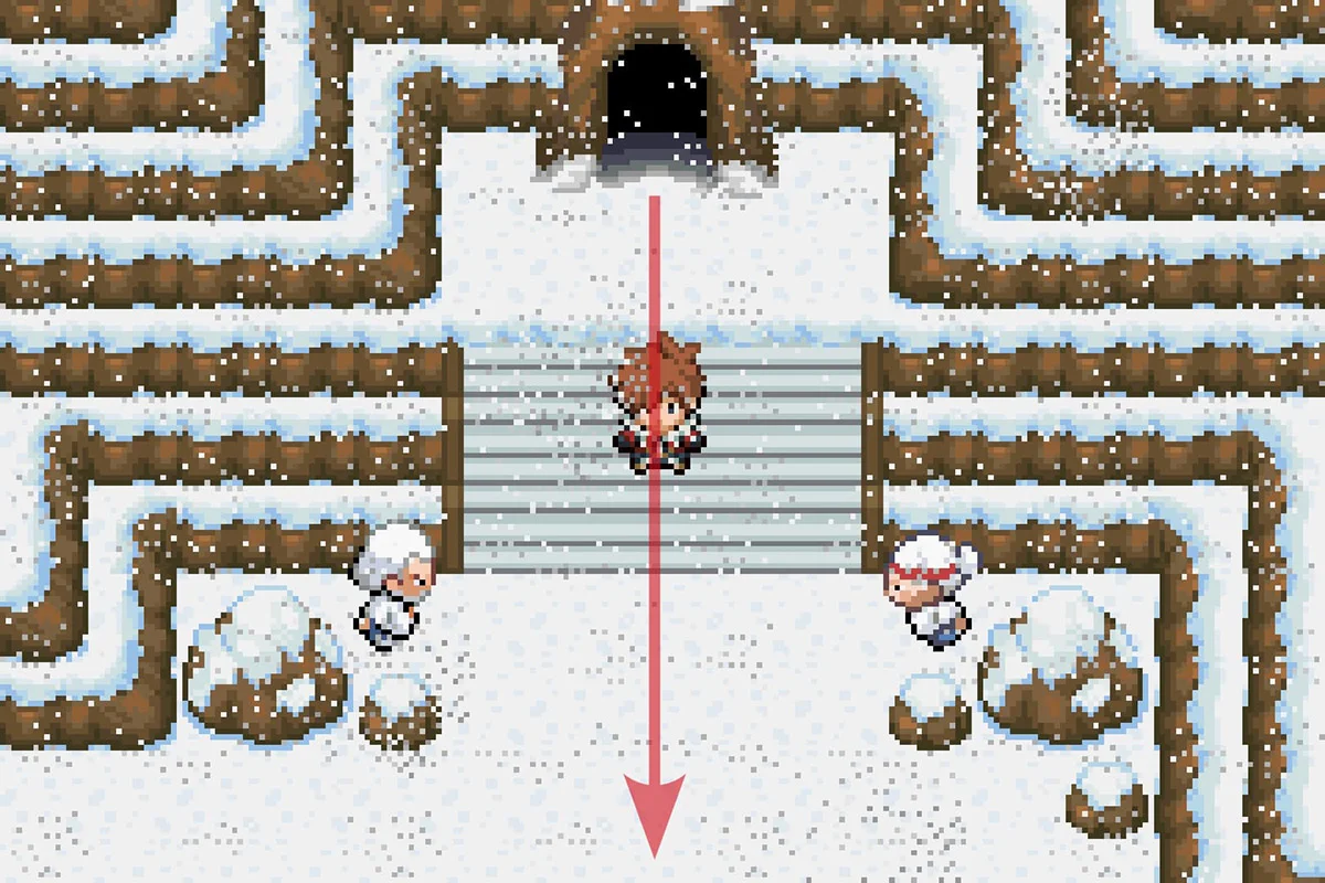Going South after entering the snowy area. / Pokémon Unbound