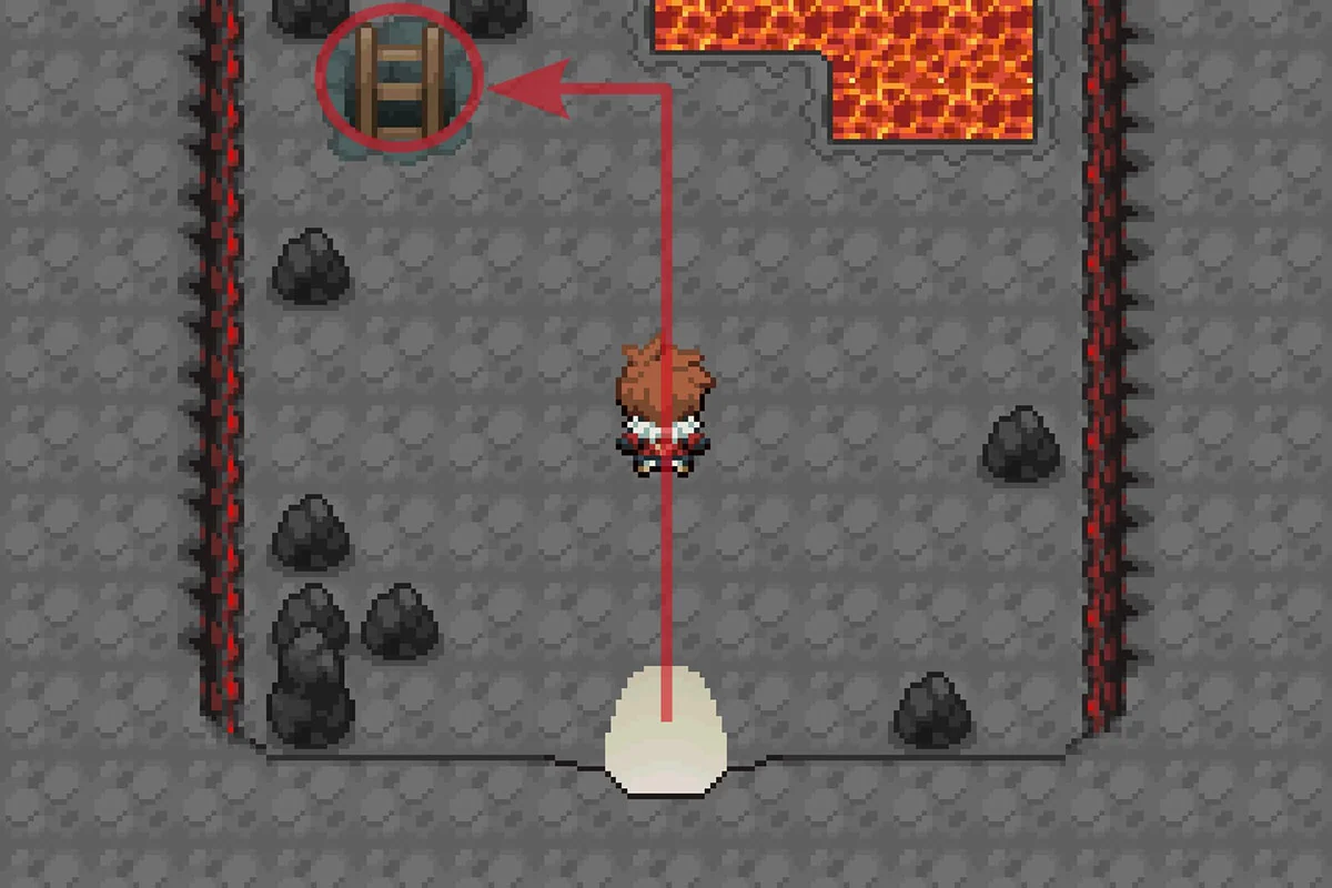 화산 지하 1층으로 가는 사다리 타기 / 포켓몬 언바운드