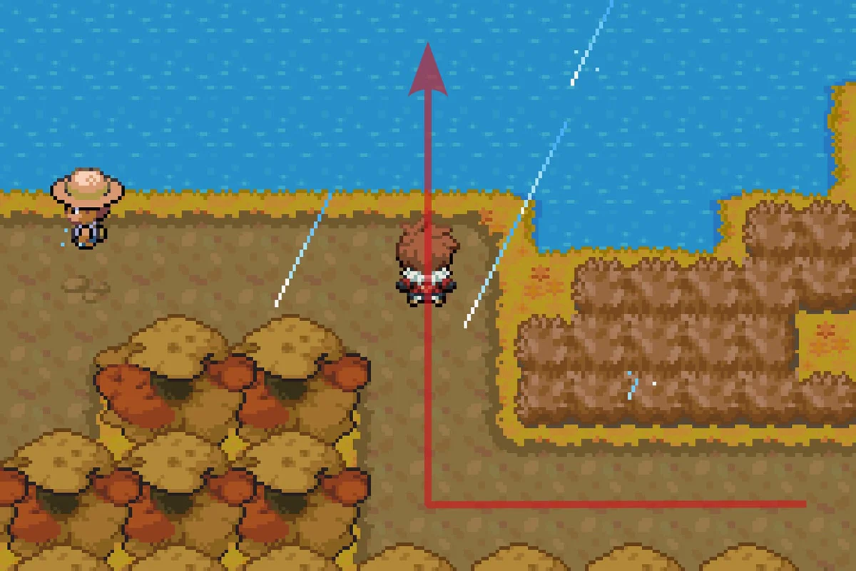 곤충채집소년 NPC를 지나기 전에 북쪽으로 파도타기. / Pokémon Unbound