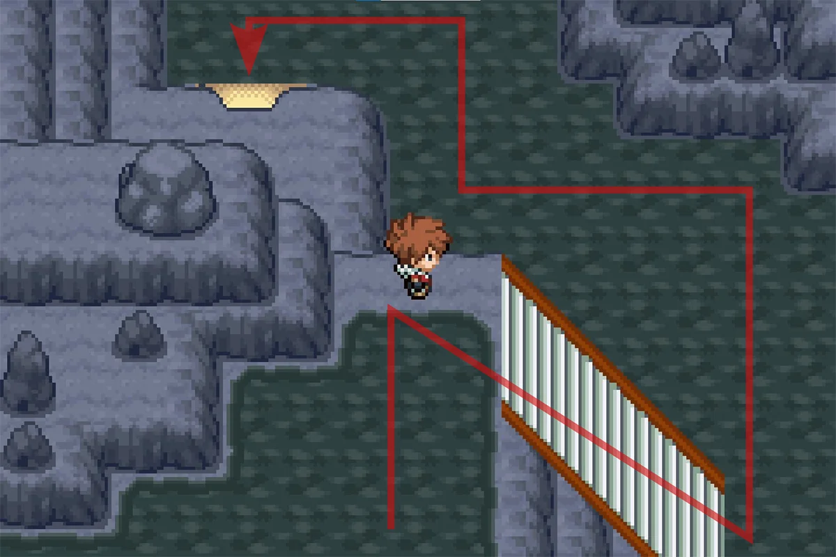 고드름동굴 작은 개구부로 가는 모습. / Pokémon Unbound