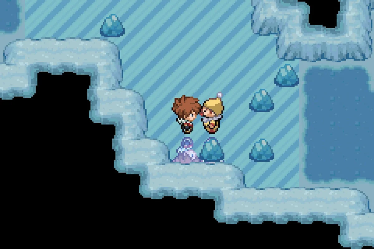 Pushing the Clown to rescue him from the ice. / Pokémon Unbound