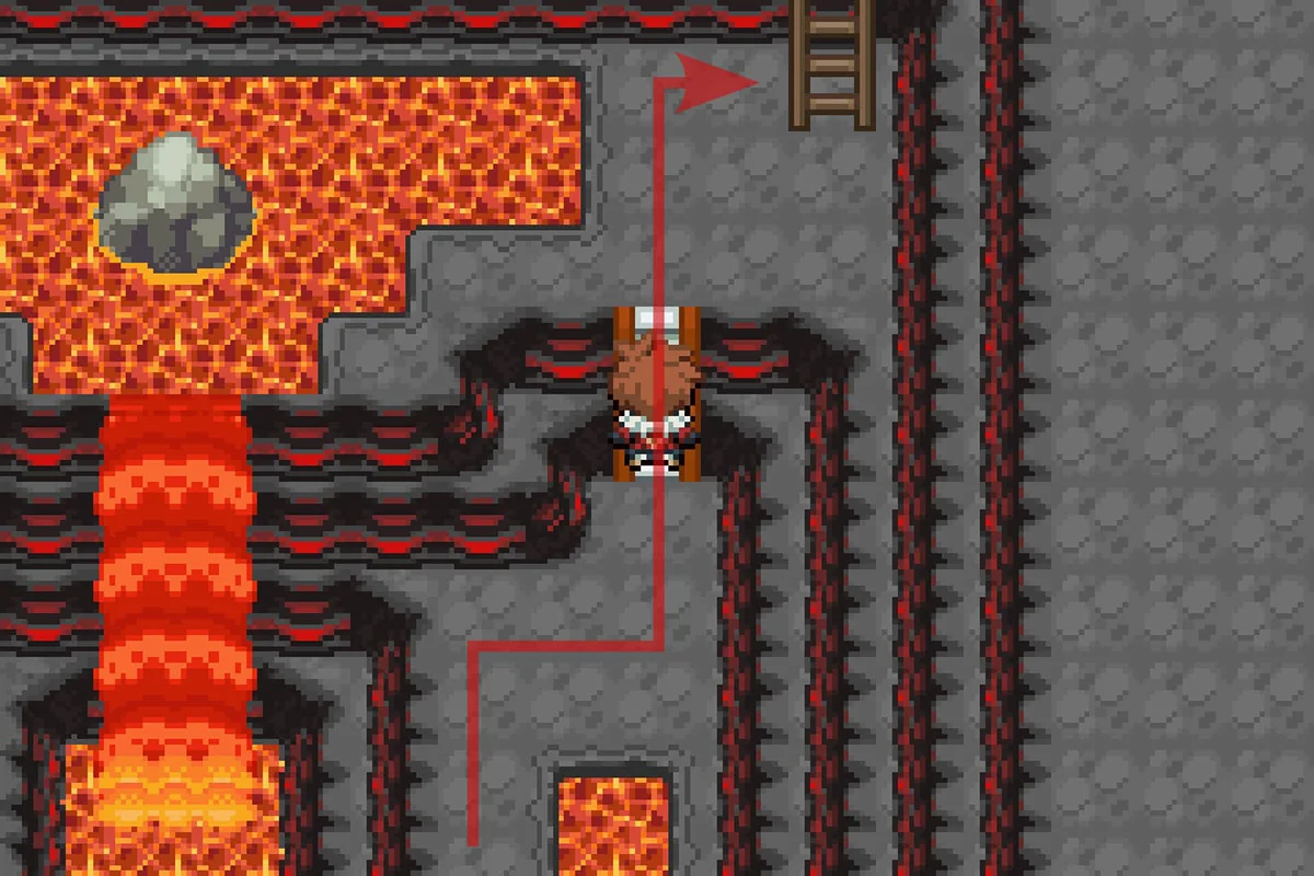 Taking the ladder to the third floor. / Pokémon Unbound