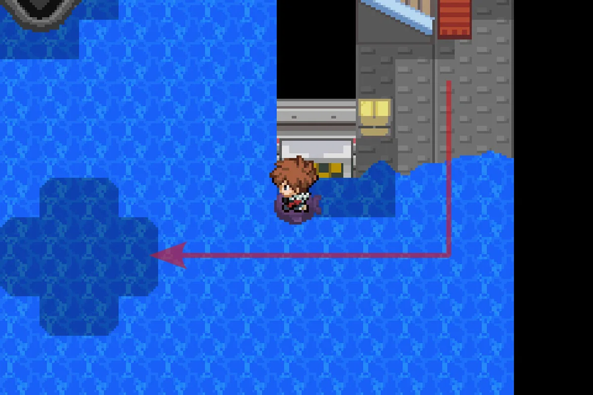 ADM 장비를 사용하여 물 속으로 다이빙하는 모습. / Pokémon Unbound