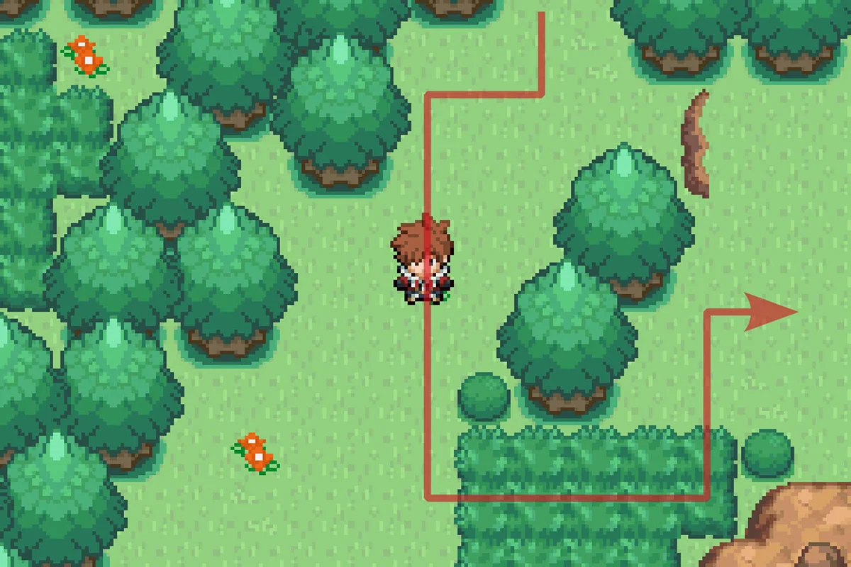 나무를 피해 동쪽으로 이동. / Pokémon Unbound