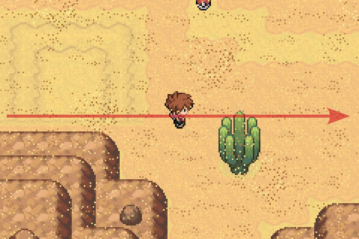 첫 번째 선인장을 지나침. / Pokémon Unbound