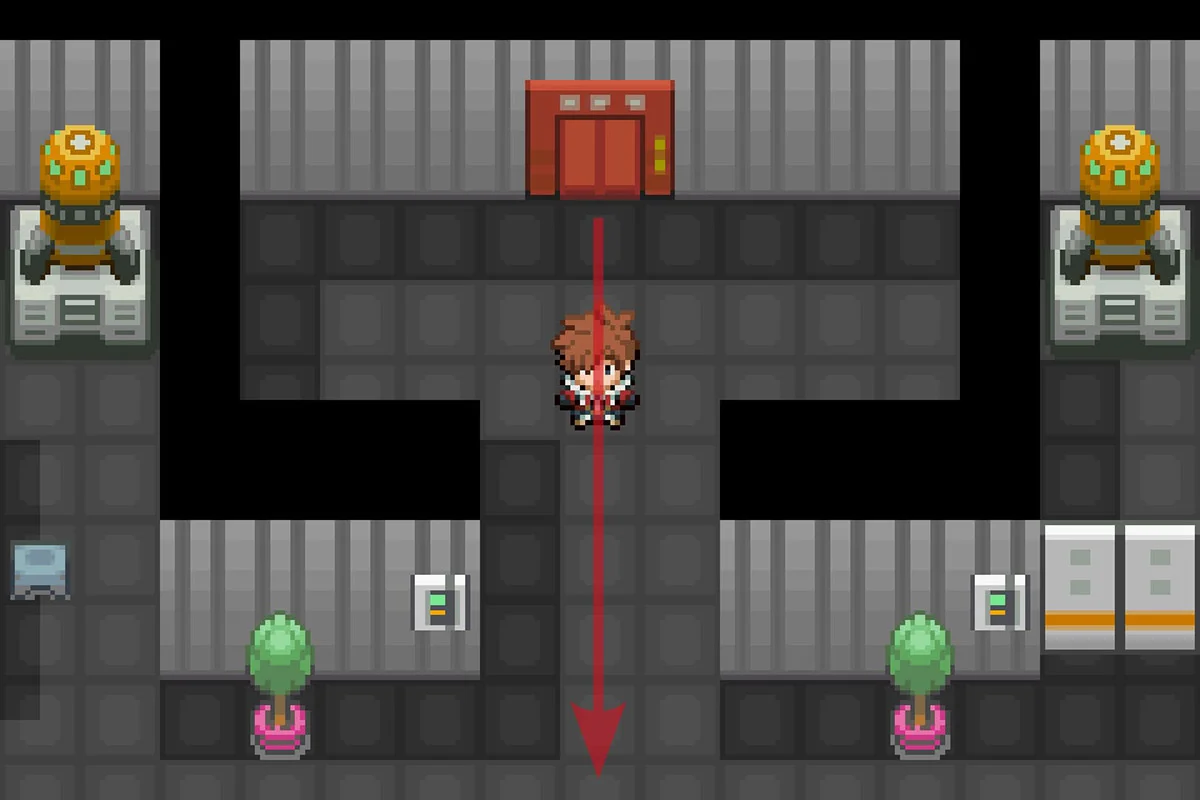 엘리베이터에서 나와 남쪽으로 가는 모습. / Pokémon Unbound