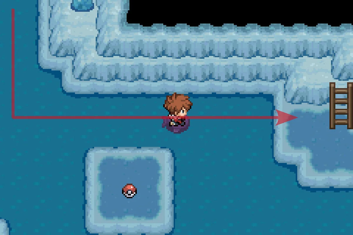 Taking the ladder to the secret room. / Pokémon Unbound