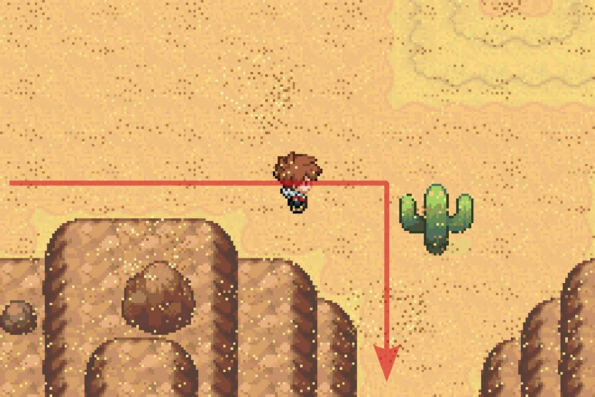 두 번째 선인장을 보고 남쪽으로 꺾기. / Pokémon Unbound